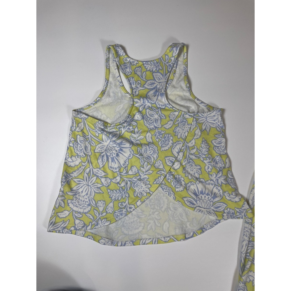 PJ Salvage Beautiful Life Pajama Set Lime Green Blue Floral Wide Leg Pant Sz S - Picture 7 of 13